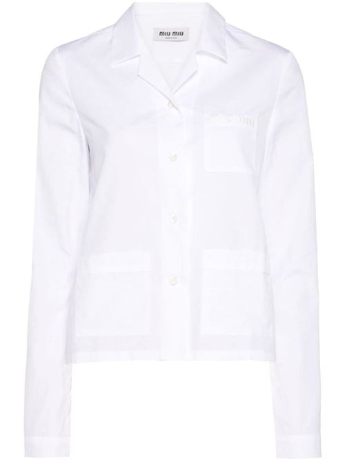 White cotton poplin texture shirt MIU MIU | MK1888S-OOO15ULF0009